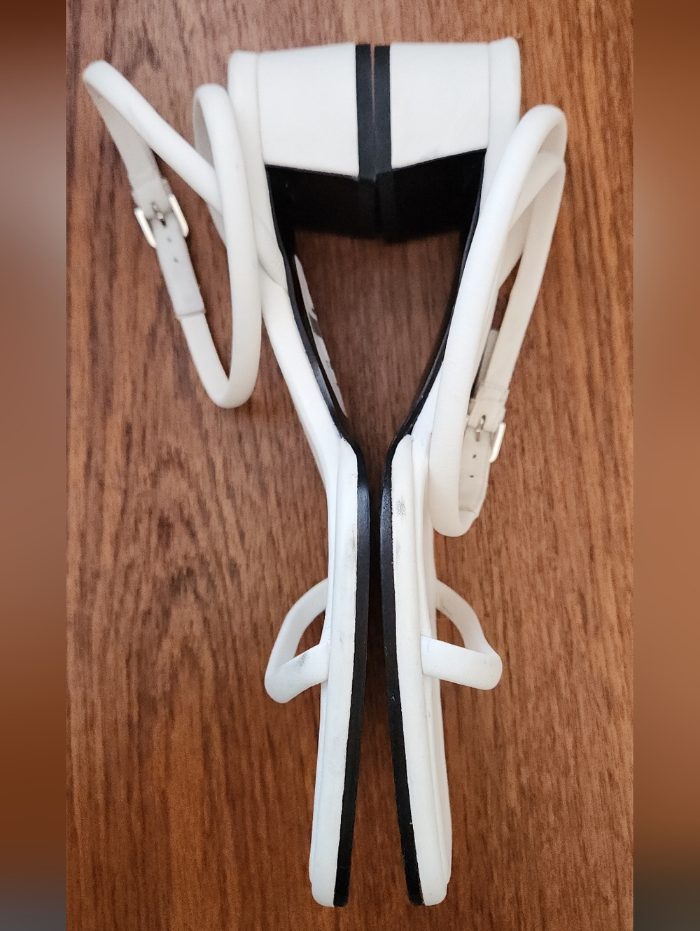 The Row White Leather Square-Toe Low Block Heel Sandals